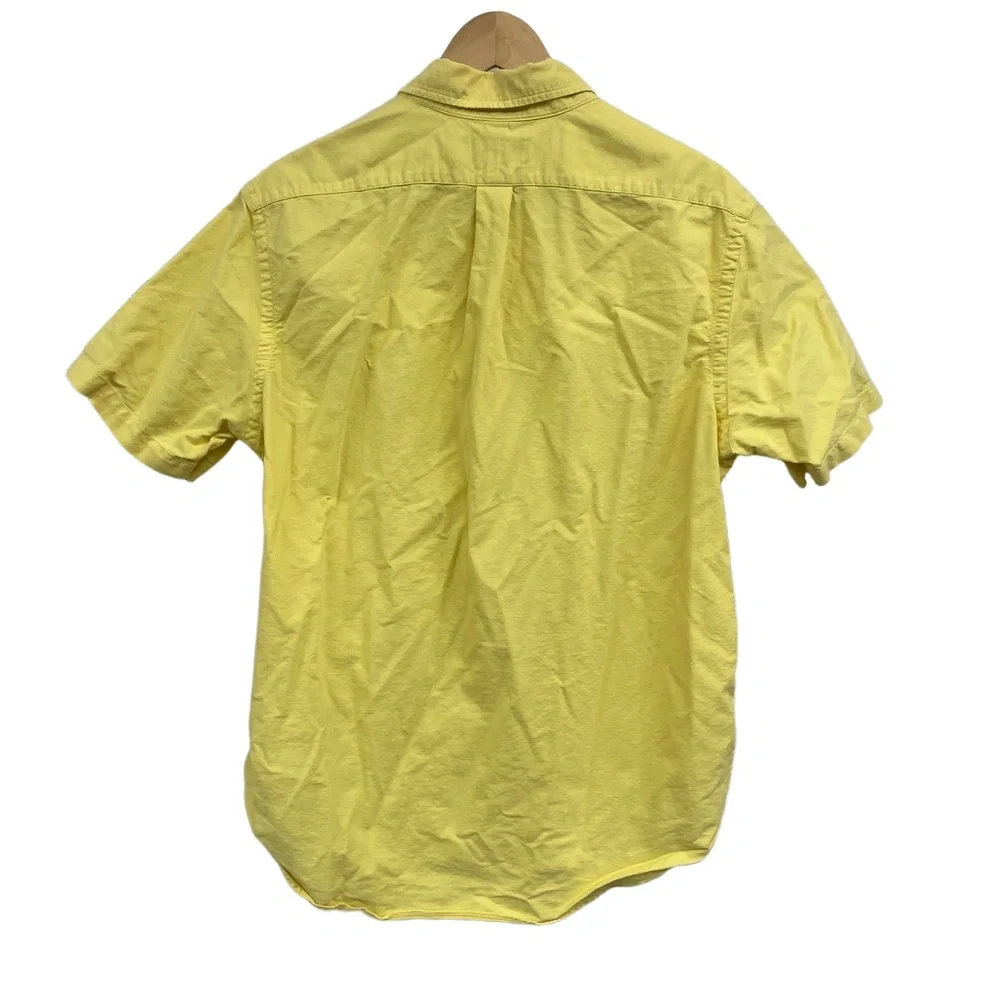 Ralph‎ Lauren Yellow Shirt Blue Logo Button Down Casual Large Pony